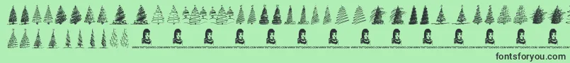 MerryChristmasTrees Font – Black Fonts on Green Background