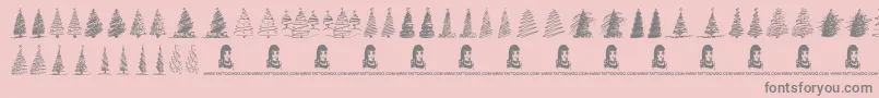 MerryChristmasTrees-fontti – harmaat kirjasimet vaaleanpunaisella taustalla