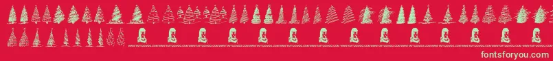 MerryChristmasTrees Font – Green Fonts on Red Background