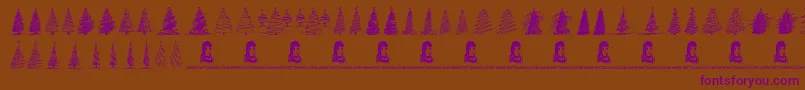 フォントMerryChristmasTrees – 紫色のフォント、茶色の背景