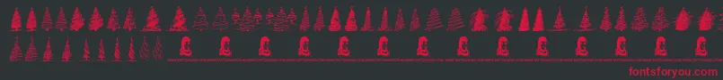 MerryChristmasTrees Font – Red Fonts on Black Background
