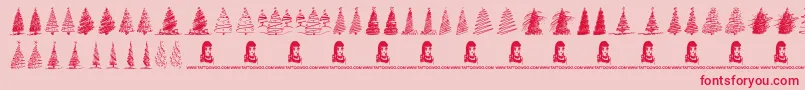MerryChristmasTrees Font – Red Fonts on Pink Background