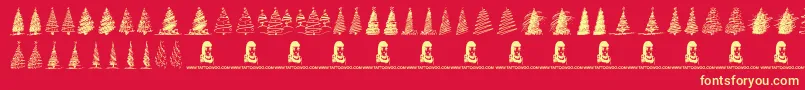 MerryChristmasTrees Font – Yellow Fonts on Red Background