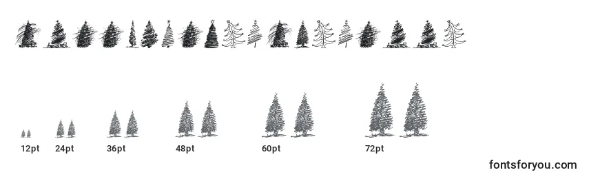 Размеры шрифта MerryChristmasTrees