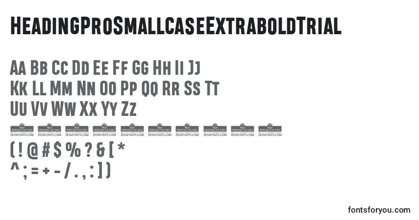 Czcionka HeadingProSmallcaseExtraboldTrial – alfabet, cyfry, specjalne znaki