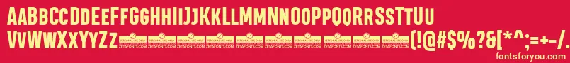 HeadingProSmallcaseExtraboldTrial Font – Yellow Fonts on Red Background