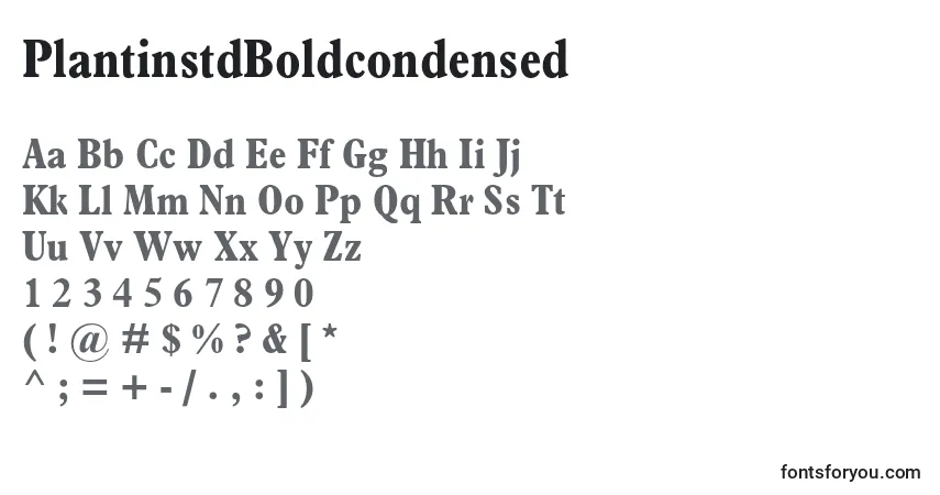 Шрифт PlantinstdBoldcondensed – алфавит, цифры, специальные символы