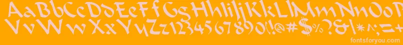 BeanieLeftyCasual-Schriftart – Rosa Schriften auf orangefarbenem Hintergrund