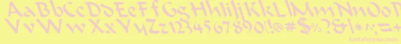BeanieLeftyCasual-fontti – vaaleanpunaiset fontit keltaisella taustalla