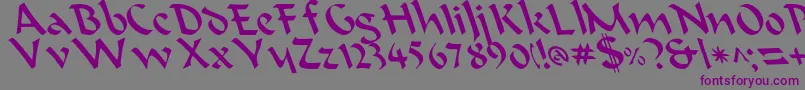 BeanieLeftyCasual-Schriftart – Violette Schriften auf grauem Hintergrund