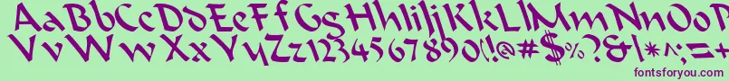 BeanieLeftyCasual Font – Purple Fonts on Green Background