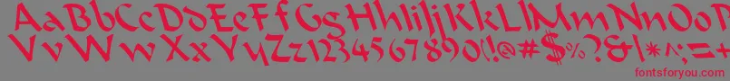 BeanieLeftyCasual Font – Red Fonts on Gray Background