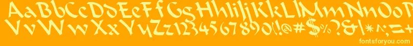 BeanieLeftyCasual Font – Yellow Fonts on Orange Background