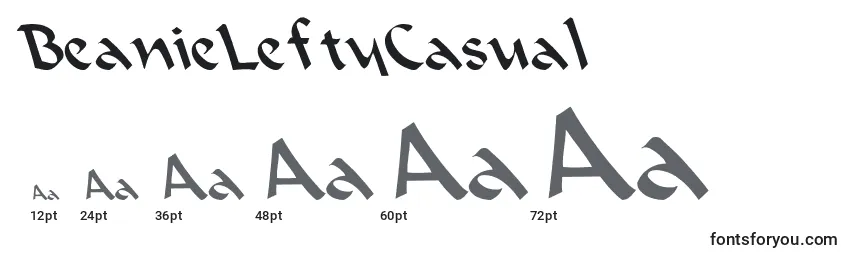 BeanieLeftyCasual Font Sizes