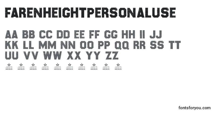 FarenheightPersonalUse-fontti – aakkoset, numerot, erikoismerkit