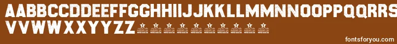 Weitere Informationen zur FarenheightPersonalUse-Schriftart FarenheightPersonalUse-Schriftart – Weiße Schriften auf braunem Hintergrund