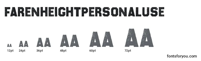 FarenheightPersonalUse Font Sizes