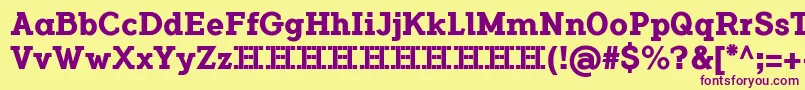 FlamanteSerifBoldFfp-Schriftart – Violette Schriften auf gelbem Hintergrund