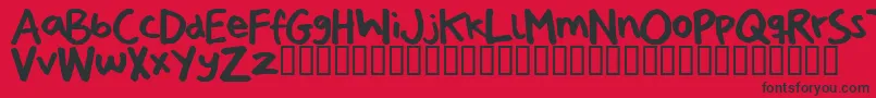 Czcionka Pizzadudeshandwriting – czarne czcionki na czerwonym tle