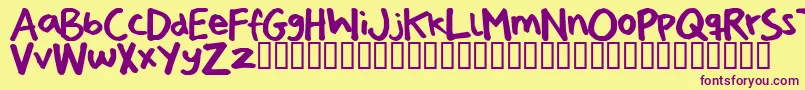 Więcej informacji o czcionce Pizzadudeshandwriting Czcionka Pizzadudeshandwriting – fioletowe czcionki na żółtym tle