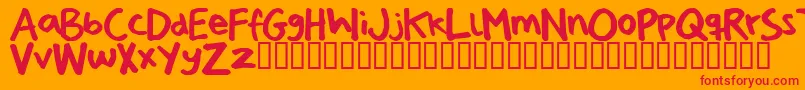 Pizzadudeshandwriting-Schriftart – Rote Schriften auf orangefarbenem Hintergrund