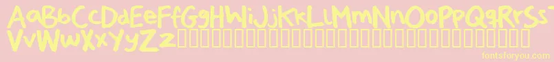 Saiba mais sobre a fonte Pizzadudeshandwriting Fonte Pizzadudeshandwriting – fontes amarelas em um fundo rosa