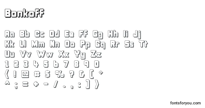 Czcionka Bonkoff – alfabet, cyfry, specjalne znaki