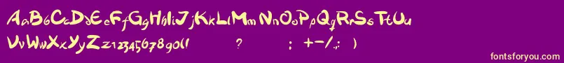 フォントDawnland.Victualia – 紫の背景に黄色のフォント