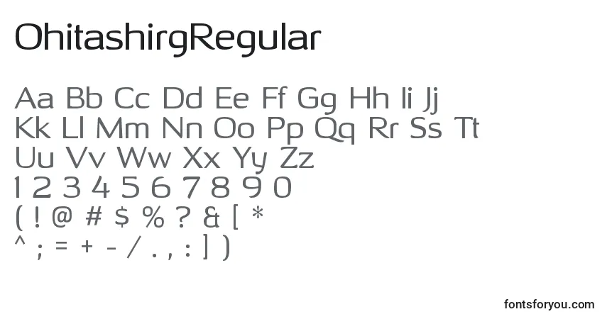 A fonte OhitashirgRegular – alfabeto, números, caracteres especiais