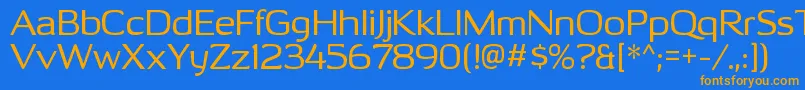 フォントOhitashirgRegular – オレンジ色の文字が青い背景にあります。
