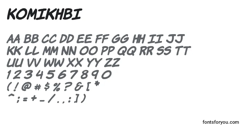 A fonte Komikhbi – alfabeto, números, caracteres especiais