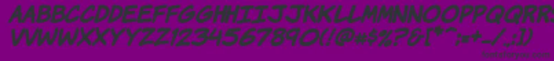 Komikhbi-Schriftart – Schwarze Schriften auf violettem Hintergrund