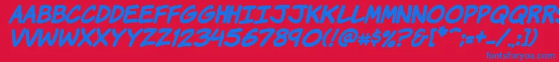 Komikhbi Font – Blue Fonts on Red Background