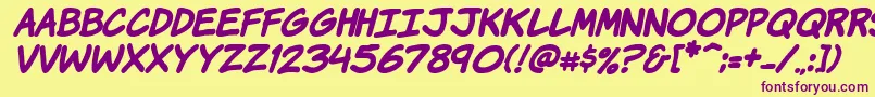 Komikhbi Font – Purple Fonts on Yellow Background