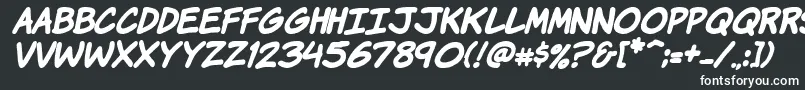 Komikhbi-fontti – valkoiset fontit mustalla taustalla