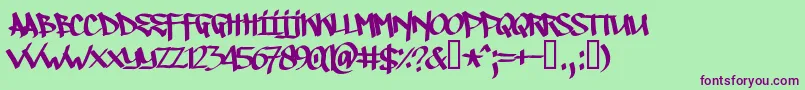 Illegaledding-Schriftart – Violette Schriften auf grünem Hintergrund