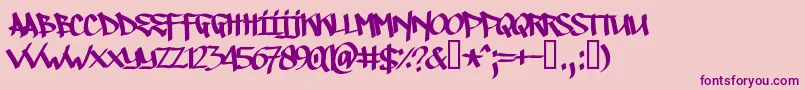 Fonte Illegaledding – fontes roxas em um fundo rosa