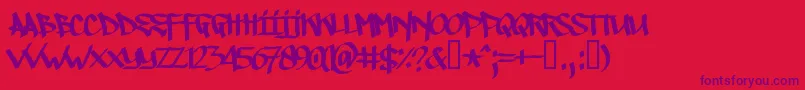 Fonte Illegaledding – fontes roxas em um fundo vermelho