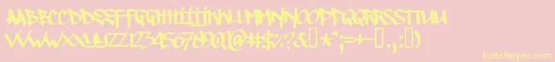 Fonte Illegaledding – fontes amarelas em um fundo rosa