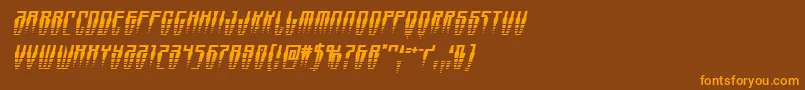 フォントSwordtoothhalfital – オレンジ色の文字が茶色の背景にあります。