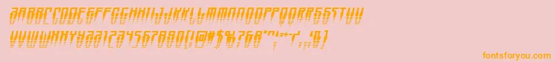 Swordtoothhalfital-Schriftart – Orangefarbene Schriften auf rosa Hintergrund
