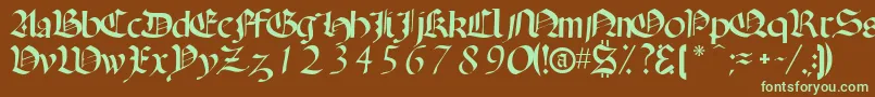 フォントOpenclassic – 緑色の文字が茶色の背景にあります。