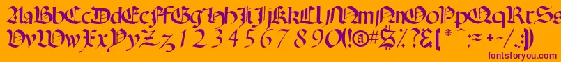 Openclassic-Schriftart – Violette Schriften auf orangefarbenem Hintergrund