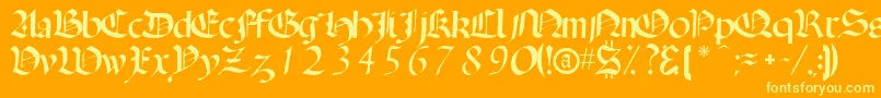 Openclassic-Schriftart – Gelbe Schriften auf orangefarbenem Hintergrund