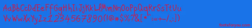 フォントPfkidsAgeten – 赤い文字の青い背景