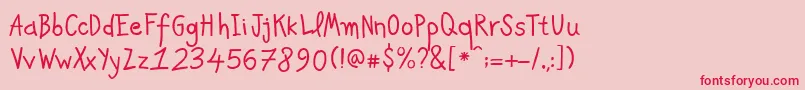 フォントPfkidsAgeten – ピンクの背景に赤い文字