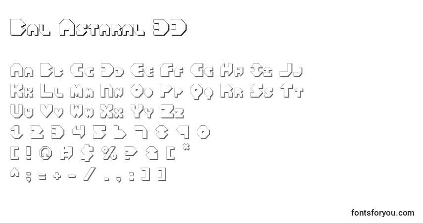 Czcionka Bal Astaral 3D – alfabet, cyfry, specjalne znaki