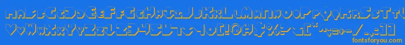 フォントBal Astaral 3D – オレンジ色の文字が青い背景にあります。