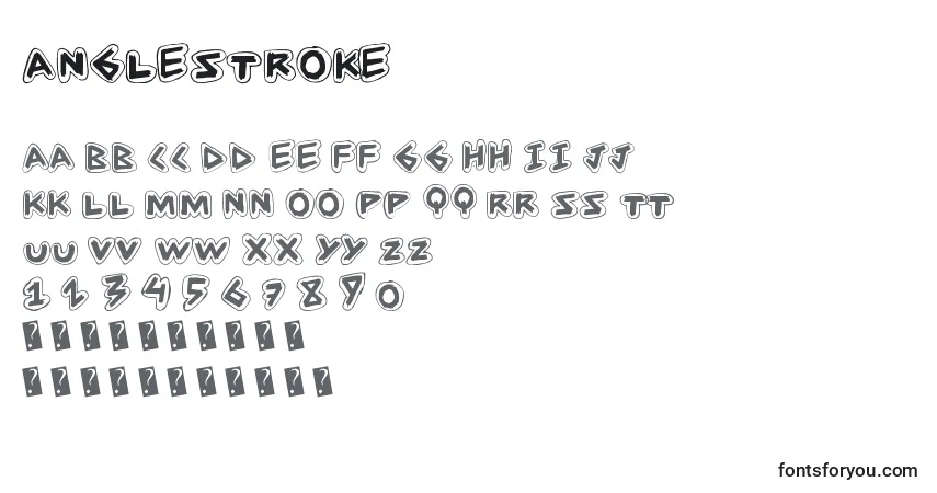 A fonte Anglestroke – alfabeto, números, caracteres especiais