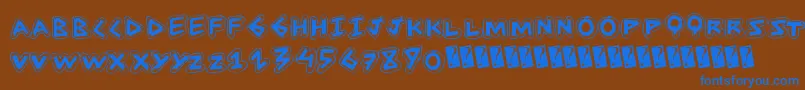 Anglestroke-Schriftart – Blaue Schriften auf braunem Hintergrund